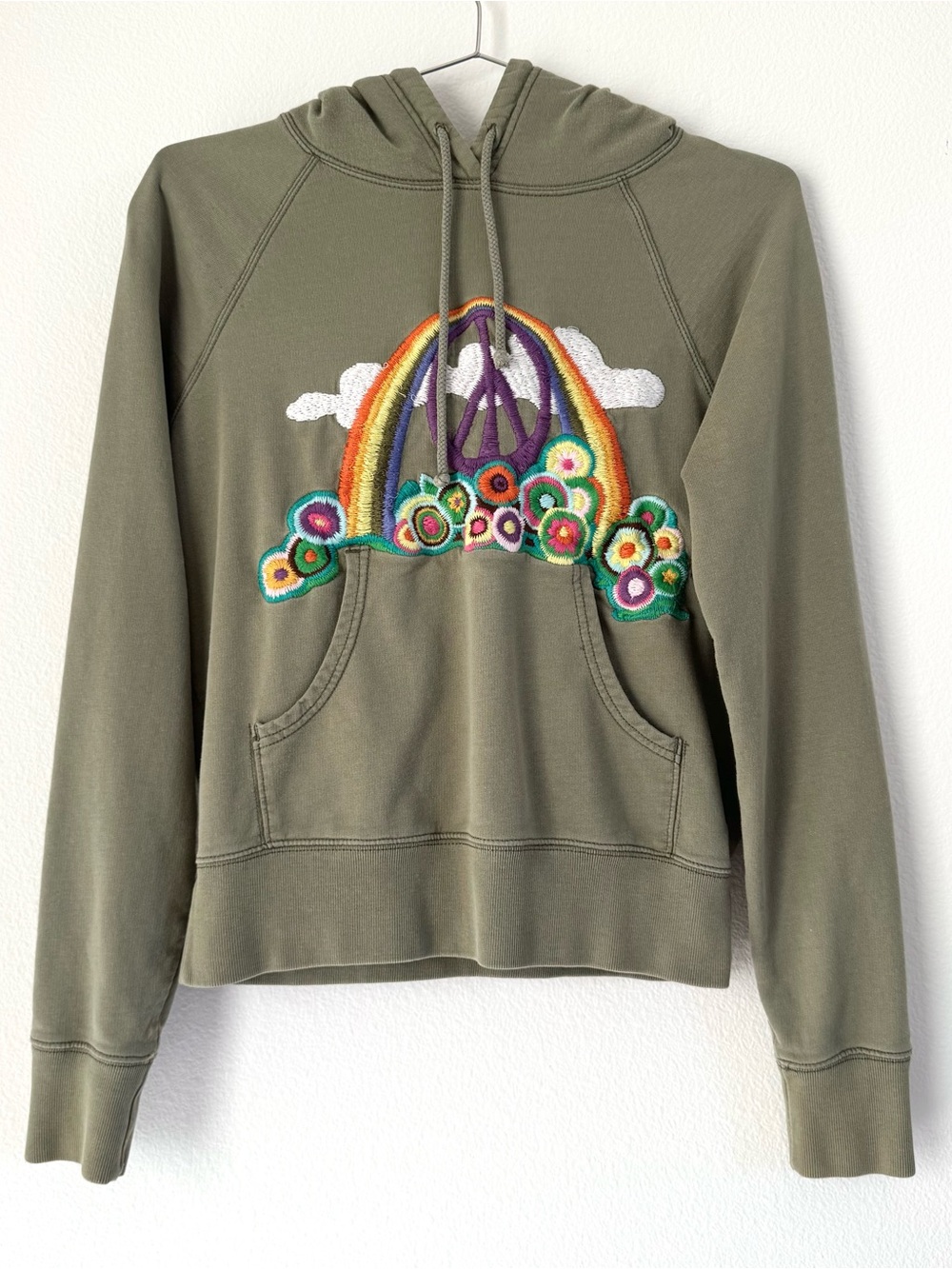 Vintage Lucky Brand Rainbow Embroidered Hoodie Pullover